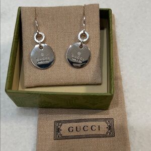 NEW Gucci Silver Round Plate Earrings